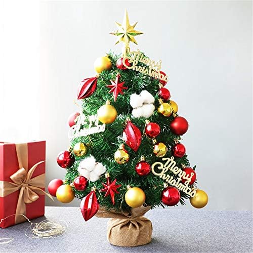 Настолна Коледно Дърво WOGQX 24 с 50 светодиодни крушки, Златна Звезда на Върха на Дървото и Празнични Декорации за Дома