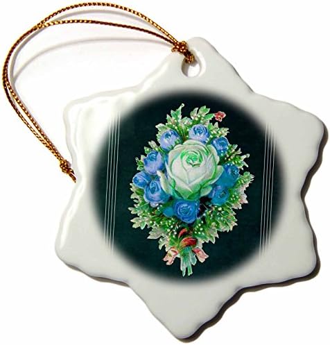 3 Букет от зелени и сини рози с розова панделка на тюркоаз текстура. - Декорации (orn-53993-1)