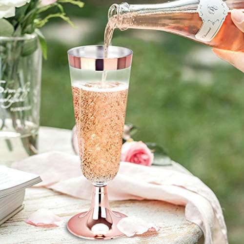 Пластмасови чаши за шампанско от розово злато в опаковка bUCLA 100 - Пластмасови чаши за шампанско с тегло