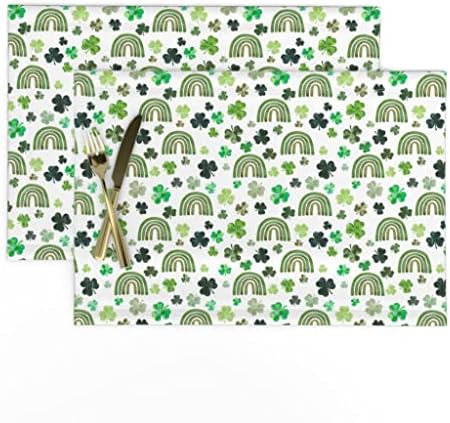 Спално бельо, Памучни Кърпички от Платното (Комплект от 2 части) - на Дъгата, Трилистники, Бяло, Зелено Детелина, Бебешки