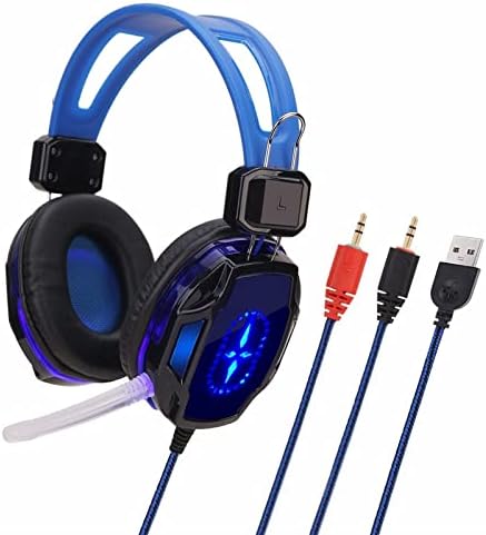 Удобна детска кабелни слушалки. Режийни слушалки с микрофонным шумопотискане и аудиоуправлением Hs33 (сини, един