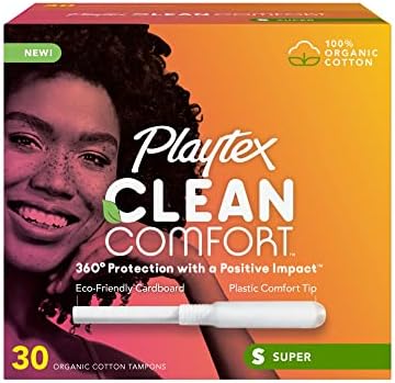 Тампони от памук Playtex Clean Comfort, Сверхпоглощающие, Без ароматизатори, Органичен Памук 30 карата