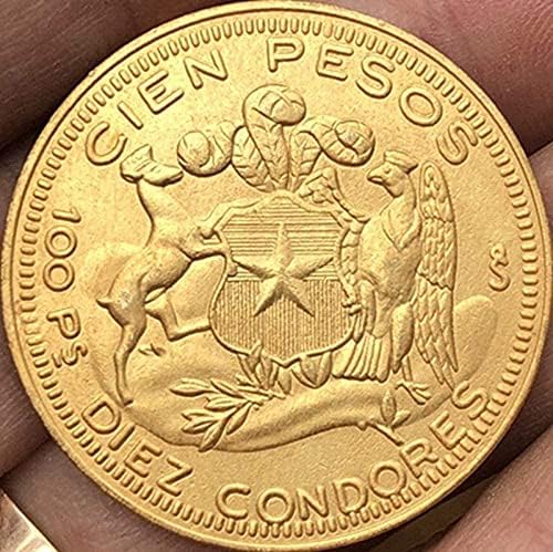 1950 Монети Чили 31 мм Мед Злато С Надпис Антични Монети Занаяти Колекция от монети Възпоменателна Монета