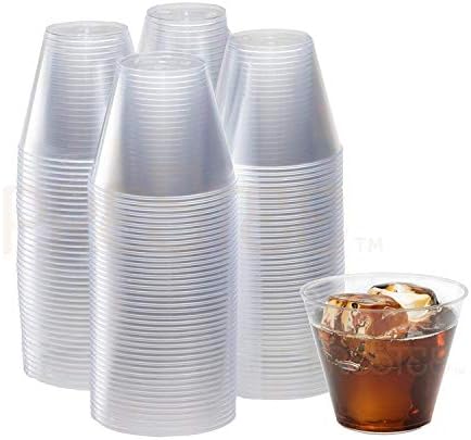 200 Прозрачни Пластмасови Чаши - 9 Грама | Твърди Чаши за Еднократна употреба | Пластмасови Чаши за вино | Пластмасови Чаши за