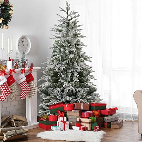Изкуствена Коледна елха от Флокированной яде Уинфилда дължина 6,5 метра - Топло бяло led осветление
