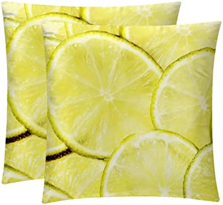 TBOUOBT Опаковка от 2 Кадифени покрива възглавница, Квадратна Калъфка за възглавница, Калъф за диван-легло, летни плодове Лимон