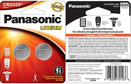 Литиеви батерии Panasonic CR2025 с дълъг срок на служба 3,0 Волта, защитени от деца, и CR1616 с дълъг срок на