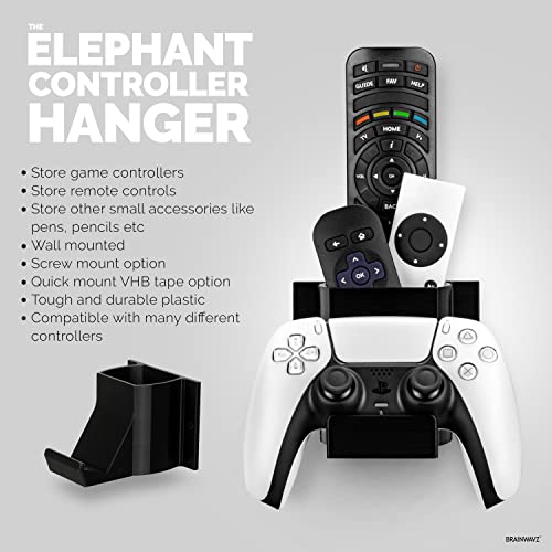 BRAINWAVZ The Elephant - Игрален контролер и дистанционно управление за телевизор, Стенен държач, лепило и винтове,