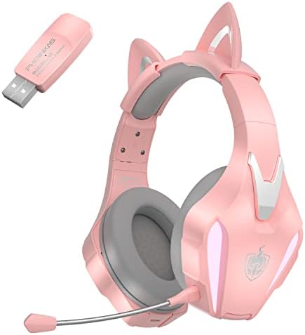 Безжична детска слушалки PHOINIKAS за PS4, КОМПЮТЪР с PS5, Nintendo Switch, Безжични слушалки 5,8 G за геймъри със