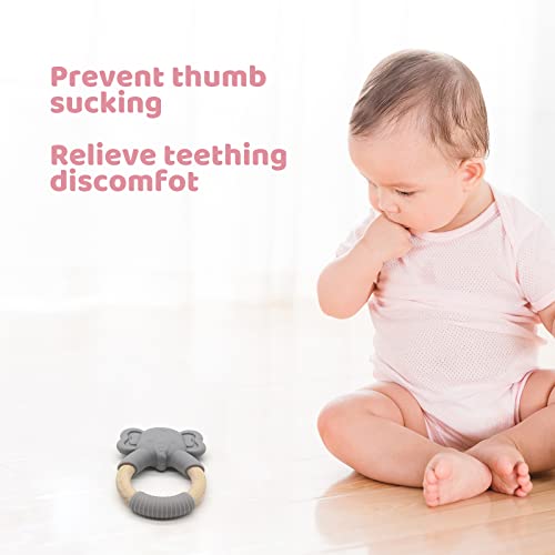 Детски играчки за никнене на млечни зъби във формата на животни, Играчки за никнене на млечни зъби за деца над 12 месеца, Пръстен за никнене на млечни зъби от дърво, х?