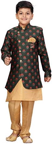 AHHAAAA Детска Етническа Облекло Копринени Панталони-Кърт с Индо-комплект за Момчета 468