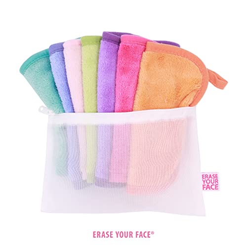 Сотрите с лице Многократна употреба, кърпички за премахване на грим С Пътен футляром, 7 парчета (опаковка от 1)