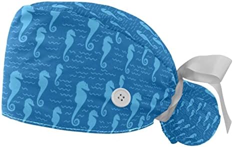 Регулируема работна Шапка Hippocampus Blue с държач за cauda equina, 2 Опаковки, Шапчица-Търкане, Пищната Шапка за мъже