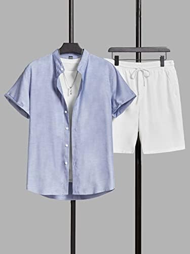 Мъжки дрехи LUBOSE от две части, Мъжка Риза с имитация на врата и къси панталони за талия с завязками (Цвят: