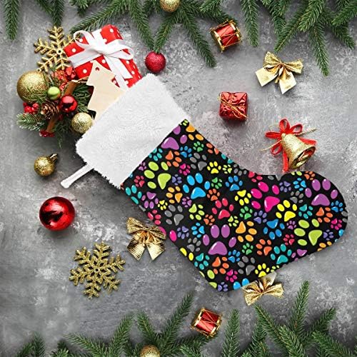 Коледни Чорапи ALAZA, Многоцветни Кучешки Лапи, Класически Персонализирани Големи Чорапи, Бижута за Семейни Тържества, декорация