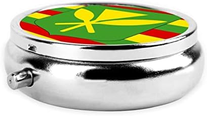 Кутия за хапчета с родния Гавайским флага Кръг, Мини-Преносима Кутия за Таблетки, Подходящ за добавки рибено масло с