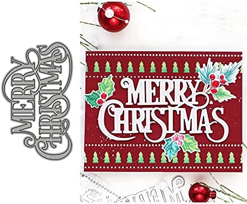 XMYXCRAFT весела Коледа Писма Метални Щанцоване, весела Коледа Думите на Шаблони, Теми за Рязане на Визитки и Печати за Самостоятелно приготвяне Тисненых Картички Фото