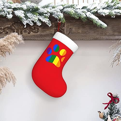 QG ZZX Коледни Чорапи с Бяла Супер Меки Плюшени Белезници ЛГБТ paw Pride Коледни Чорапи, Коледни Украси Отглеждане