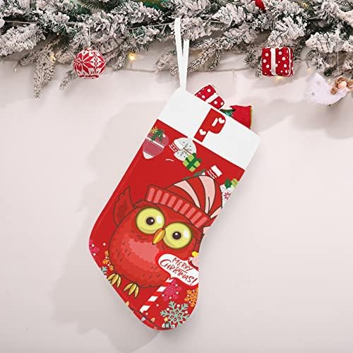 Коледни Чорапи с монограм на Дядо Бухал с Буквата P и Сърце с Размер 18 инча Червено и Бяло