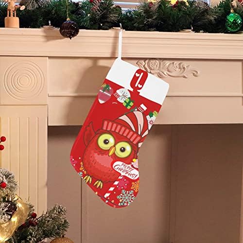 Коледни Чорапи с монограм на Дядо Бухал с Буквата Q и Сърце с Размер 18 инча Червено и Бяло
