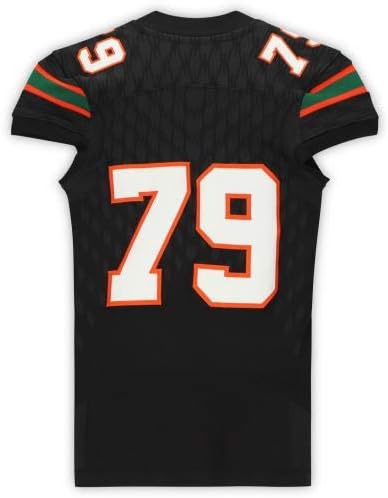 Играта Маями Хърикейнс-Използван черна риза № 79 на сезона в NCAA 2017-2018 г. - Размер XL - Използваните