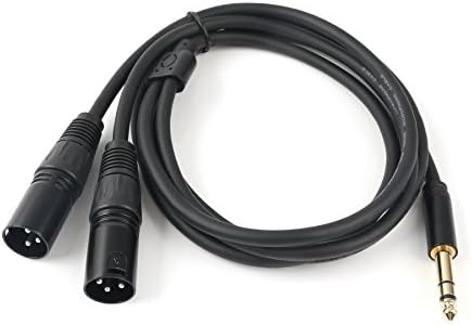 SiYear Profession 6,35 мм (1/4 инча) Включете TRS за свързване на два микрофони с двоен XLR конектор, Адаптер за