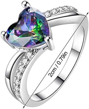 Пръстени Yistu за жени, Цветен пръстен във формата на сърце, инкрустированное Цирконий, Прост и елегантен Дизайн, подходящ