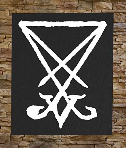 Печат върху платно с образа на Луцифер или нашивка на гърба - Пентаграм Демоничните Дяволът е Зъл Мендес Кози Череп Глава