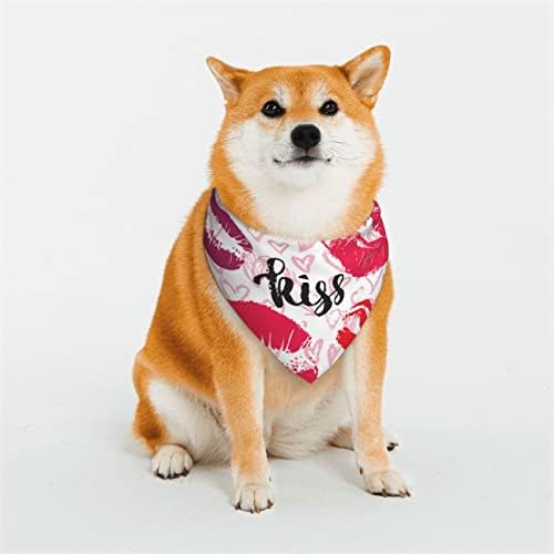Кърпа за домашни любимци Целувки-Устните Целувка-Розово-в устата, мек шал за куче и котка, малка носна кърпичка, който