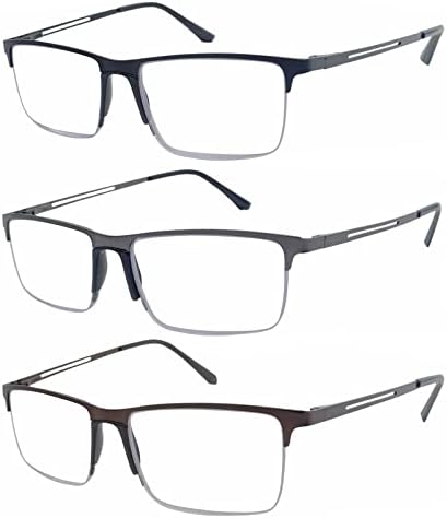 YTLJGJ 3 Чифта Очила За четене За жени И Мъже, Метален Анти-Синя Светлина, Качествени Компютърни Очила За четене На