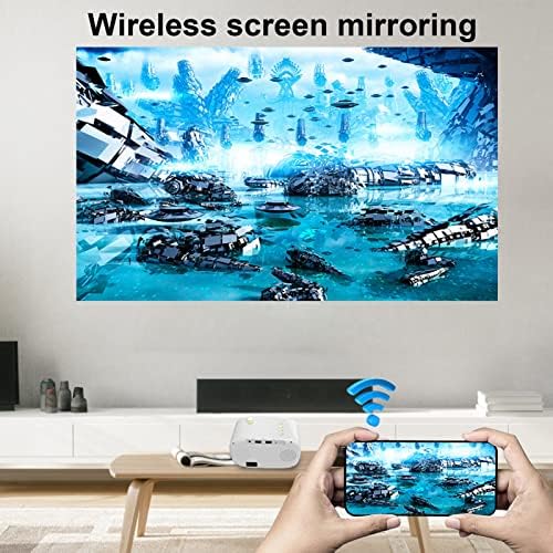 Видео проектор, с подкрепата на двухдиапазонного Wi-Fi и Bluetooth Full HD 2K, Домашен Шрайбпроектор, Вграден говорител Hi-Fi, Преносим за Домашно кино на открито, съвместими с HDM