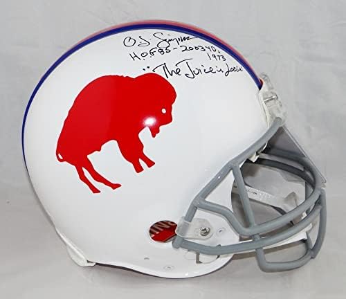 Оа Дж. Симпсън е Подписал Биллс F/S Автентичен Каска 65-73 TB с 3 Insc - JSA с автограф от автора - Каски NFL с автограф