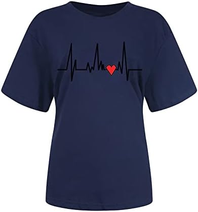Тениска за Момичета, Есента и Летни Дрехи с Къс Ръкав, Модни Памучен Тениска с изображение на Сърцето и Любовта