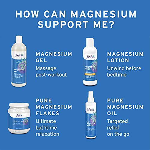 Лосион Life-flo Magnesium с концентриран хлоридом магнезий | Успокоява и подмладява мускулите и ума | С аромат на ванилия