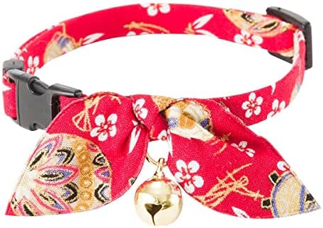 Котешки нашийник от лента Necoichi Kimono (Червен)