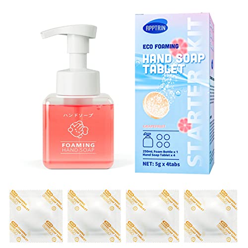 Опаковка пенящегося сапун за ръце + 4 Хапчета за зареждане на сапун за ръце от грейпфрут, 34,8 течни унции (направете