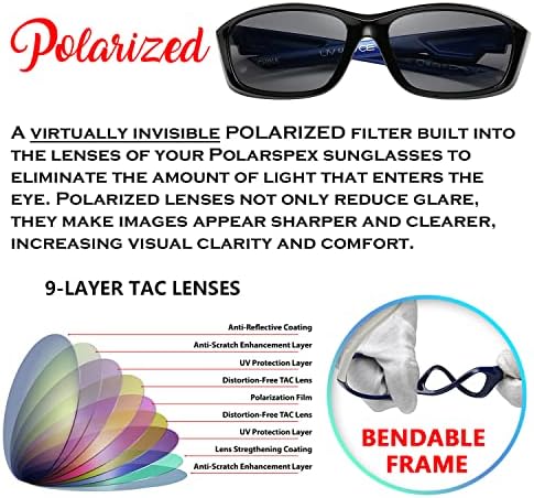 Поляризирани Слънчеви Очила PolarSpex Flexible Kids За по-Малките Момчета със спортен Обвивка - Без BPA