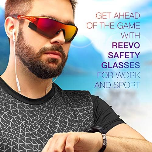 Защитни очила ToolFreak Reevo, Червени Огледални Лещи, за Защита на очите от uv U6, клас на сигурност по ANSI Z87