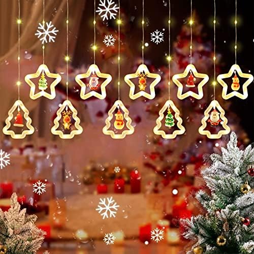 Коледни Светлини на прозореца YAHHU, Коледни Светлини За Пердета, USB 9,8 фута, Новост, Струнни Светлини с Висящи Мини-Коледна