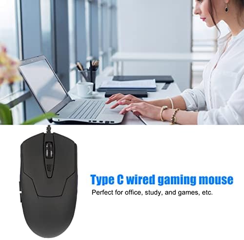 Жичен Мишка, Синя Подсветка, Жичен мишката Type C за лаптоп, Ергономичен дизайн, Мултимедийни Клавиши, Детска мишка с