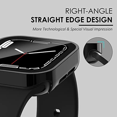 Wingle 4-Pack, който е съвместим с Apple Watch Series 8 7, калъф 45 мм, с прав ръб, водоустойчив калъф, напълно Защитен Твърд