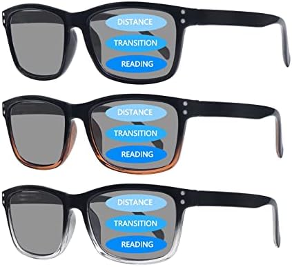 VIDEBLA 3 Опаковки Прогресивно Многофокусных Слънчеви Очила за Четене, За Жени, Мъже С Защита от Uv Мультифокальные