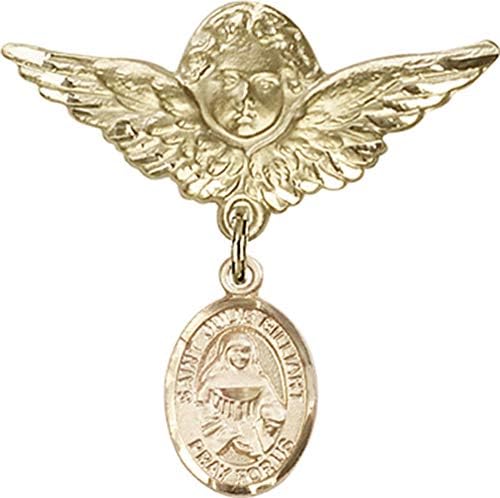 Детски икона Jewels Мания за талисман на St. Джули Billiart и пин Ангел с крила | Детски иконата със златен пълнеж