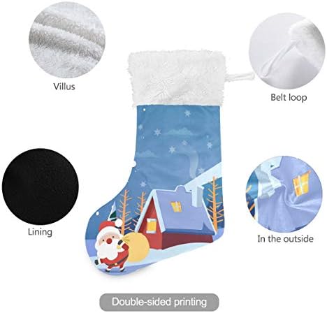 Коледни Чорапи PIMILAGU Дядо Коледа в една Снежна нощ, 1 Опаковка, 17,7 инча, Окачени Чорапи за Коледна украса