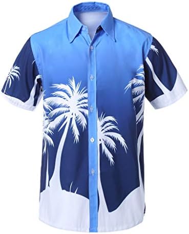 F_Gotal Тениска за мъже, Мъжки Плажна Риза с Гавайским Принтом и Къс Ръкав, Големи и Високи, Приталенные Ежедневни Летни