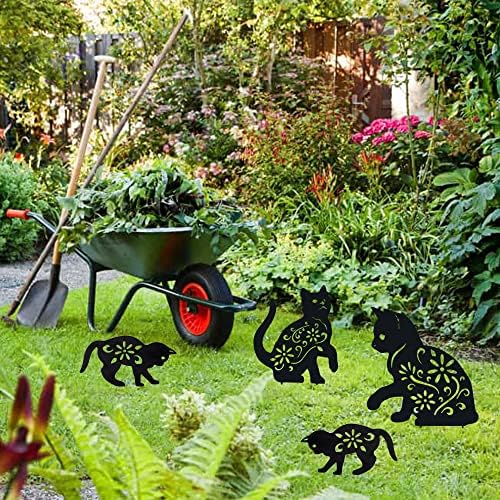 Декорация за градината на открито hogardeck - Комплект от 4 Метални Декоративни градински колове с изображение