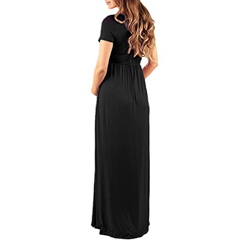Женствена рокля за бременни, облекло за бременни с къс ръкав, еластична и по-дълга рокля за бременни с V-образно
