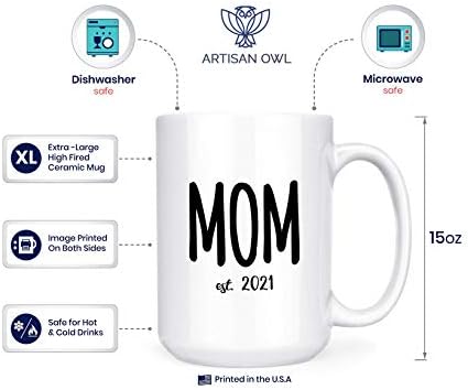Нов Родителски Комплект за Мама и Татко est 2021, 15 грама, Луксозна Двустранен Кафеена Чаша за Чай