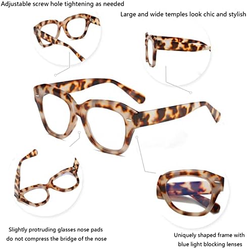 Hubeye 3 опаковки Ретро Големи Очила за четене за жени, Блокер Синя Светлина Компютърни Ридеры, Красиви Модерни Дамски слънчеви Очила с текстилен калъф за очила + 1,5