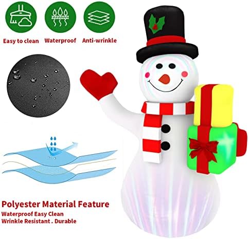 5-Крак Коледен Надуваем Снежен човек, Коледна Украса, Снежен Човек, Въртящи се предни Led Светлини, Светлини и